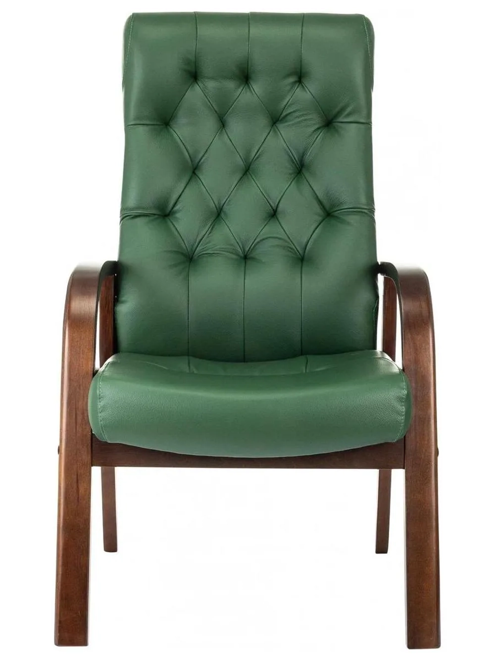 Кресло Бюрократ T-9928WALNUT-CF, зеленый, кожа, на ножках, дерево