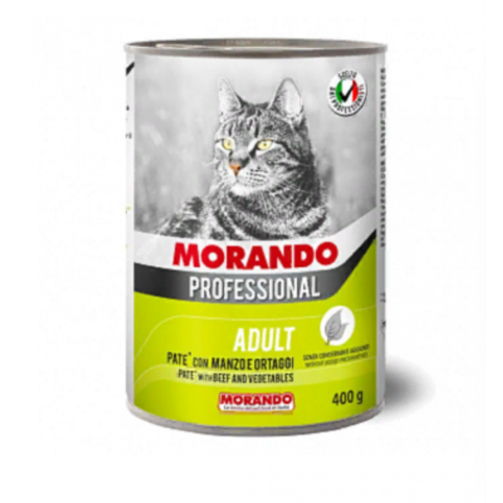 MORANDO Консервы для кошек Говядина с овощами, паштет, 400гр