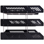 Лоток горизонтальный DELI, 3-х рядный,  пластик, черный