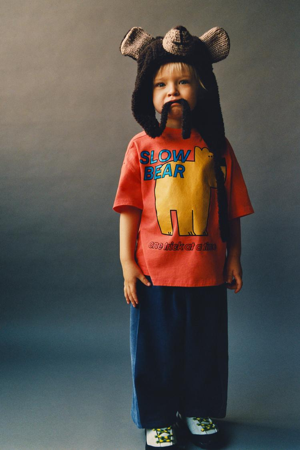 ZARA ФУТБОЛКА С ПРИНТОМ «МЕДВЕДЬ», ОРАНЖЕВЫЙ