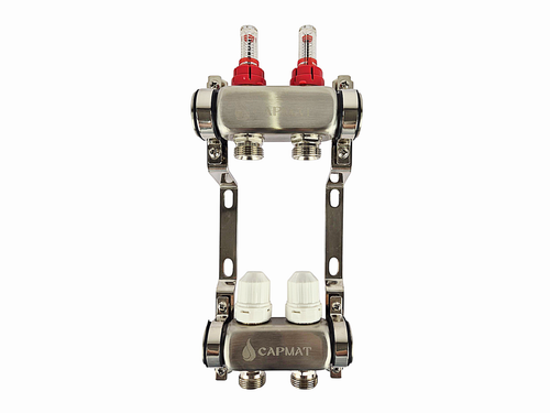 Коллекторная группа с расходомерами САРМАТ 1"x3/4" 2 вых. нерж SS2000