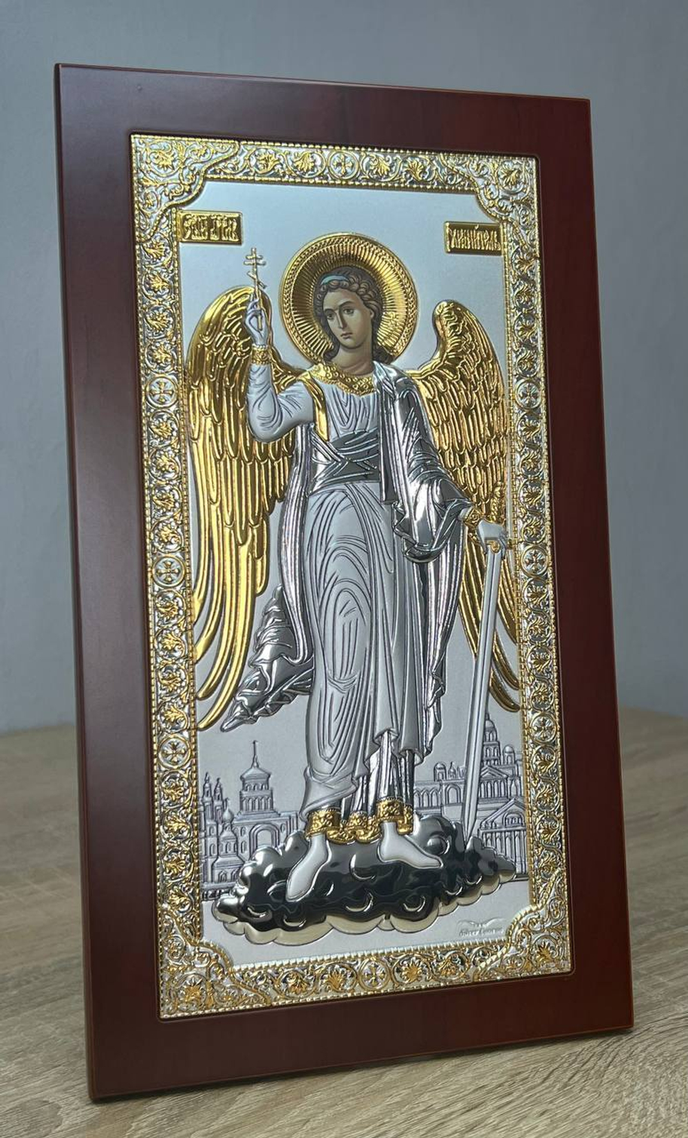 Ангел Хранитель, икона ростовая, красное дерево 122х217