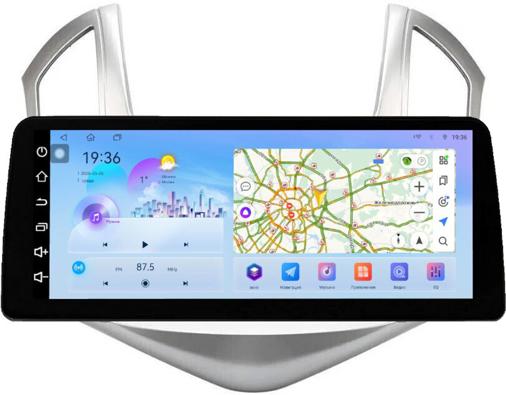 Магнитола для Chevrolet Cruze 1 2012-2015 (рамка серебро) - FarCar монитор 12.3" 2K QLED на Android 14, TS10, CarPlay, 4G SIM-слот