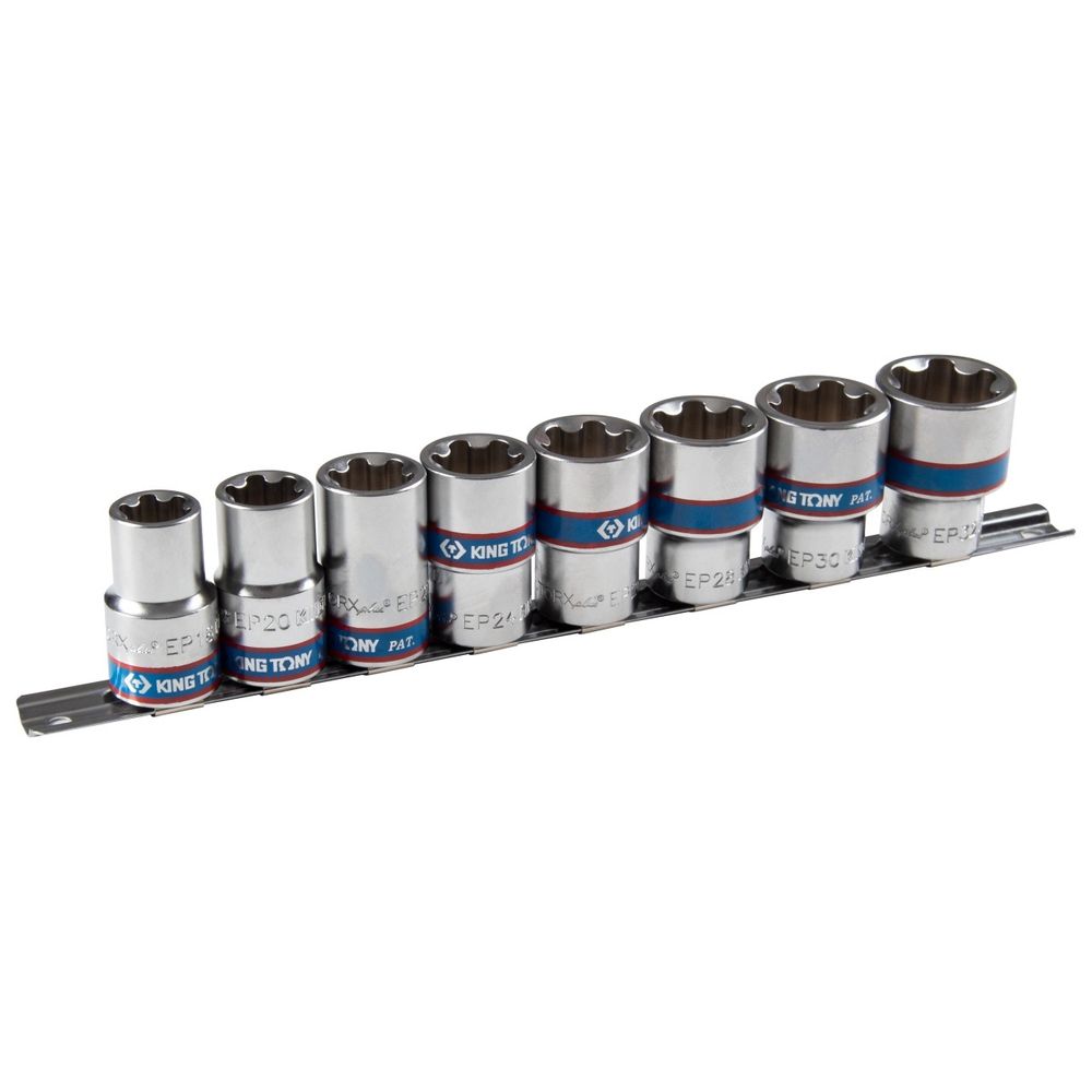 KING TONY (4E08PR) Набор торцевых головок 1/2", TORX Plus, EP18-EP32, 8 предметов