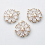 Подвеска Цветок, цвет золото+прозрачный, размер 15*12 мм, цена за 1 шт