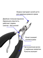 Кусачки для ногтей мужские премиум, ногтегрызка с нон-слип ручками, черный