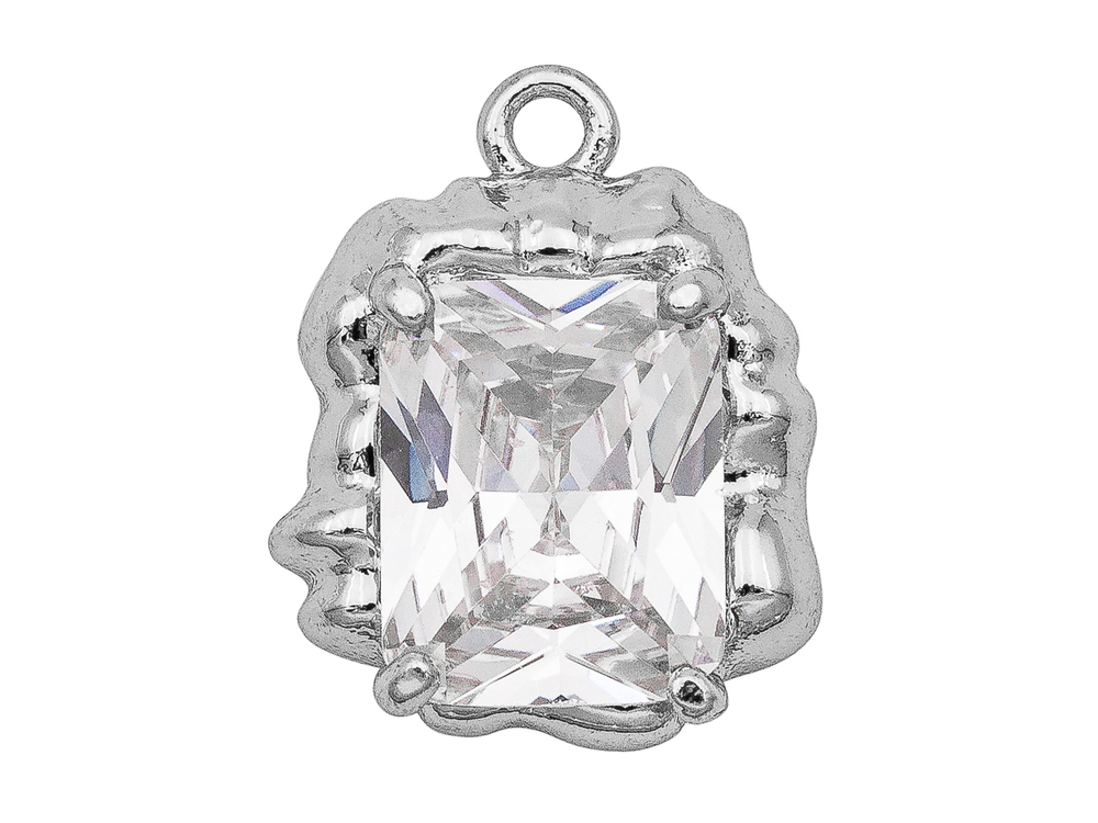 1612-пр Подвеска с прозрачным кристаллом 16*12мм, родий