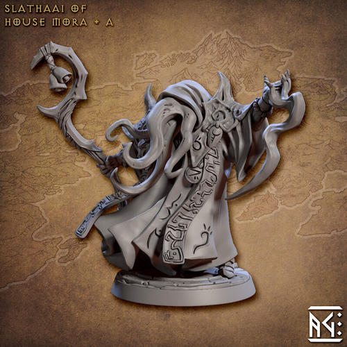 Иллитид mind flayer Illithid Свежеватель разума Некромант Волшебник Маг Колдун миниатюра для dnd, днд, pathfinder, фентези, Настольная игра, НРИ, Варгейм, РПГ