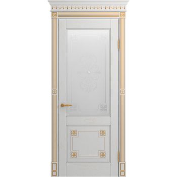 Межкомнатная дверь массив дуба Viporte Флоренция Декор аворио патина золото остеклённая