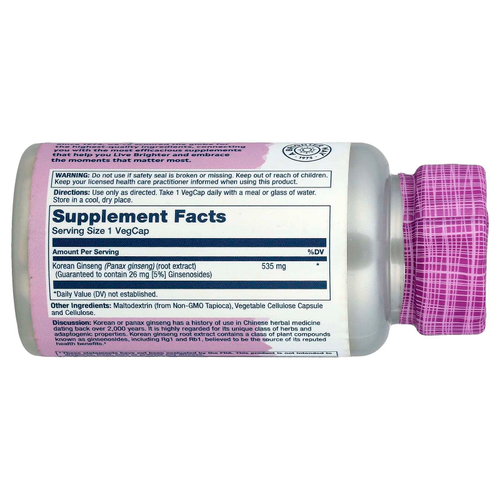 Solaray, Vital Extracts, корейский женьшень, 535 мг, 60 вегетарианских капсул