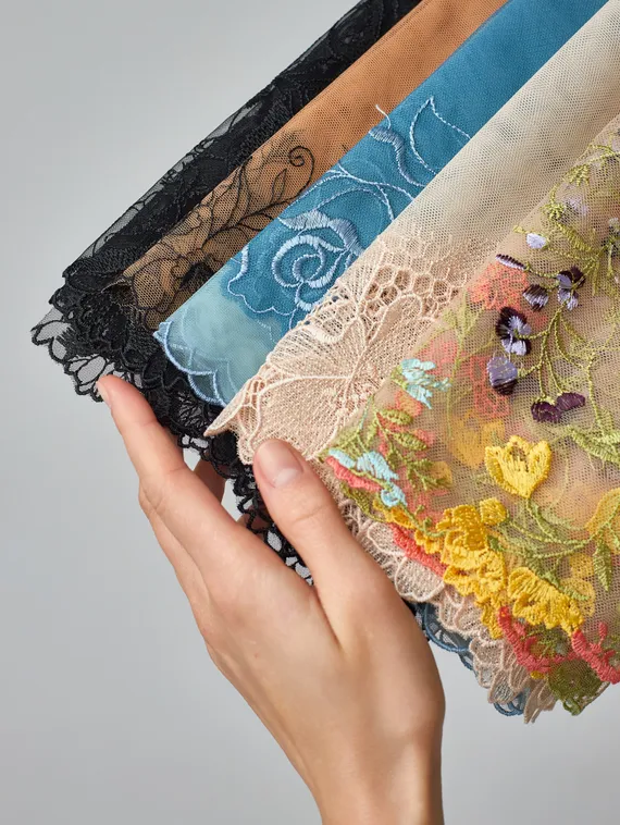 Ветошь кружева - 10 отрезов от 70 см до 1 метра (вышивка, реснички, эластичка)