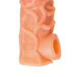 Телесная закрытая насадка 13,8см с венками Kokos Cock Sleeve 006 Size S