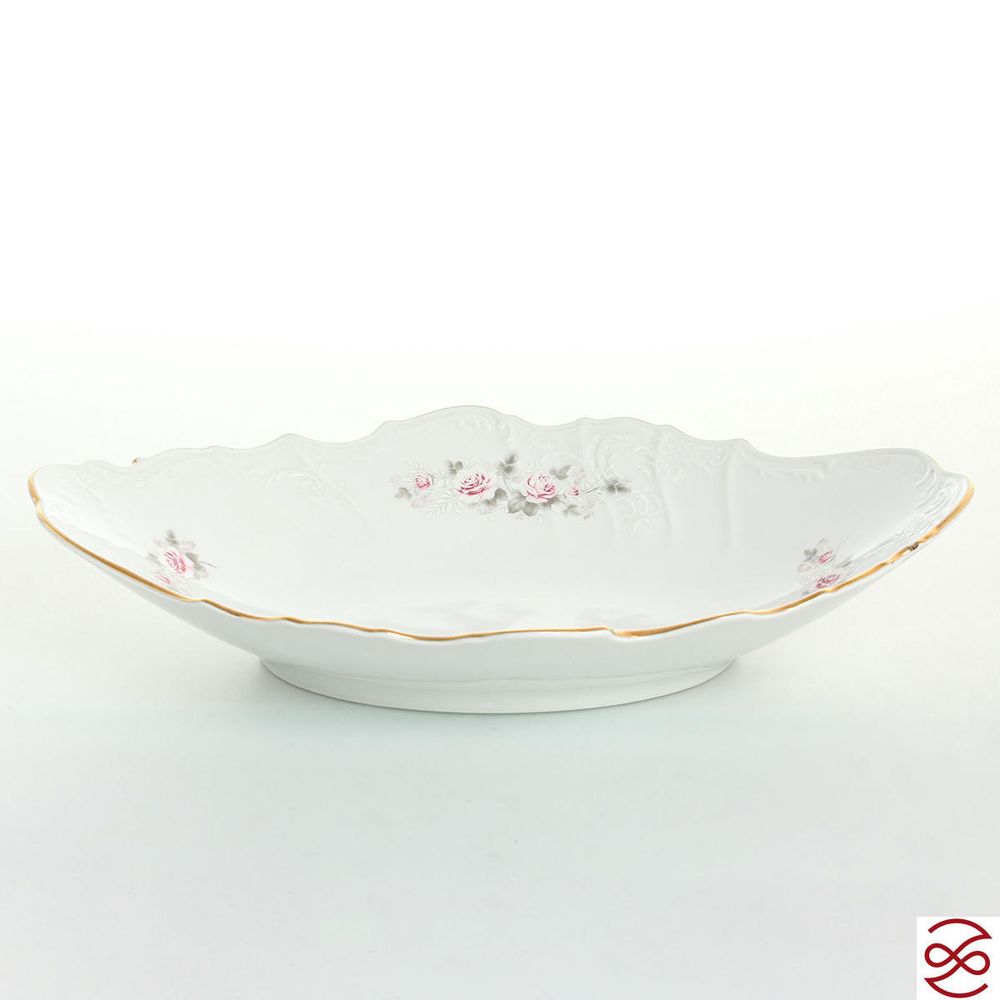 Блюдо для хлеба Bernadotte Серая роза золото 34 см