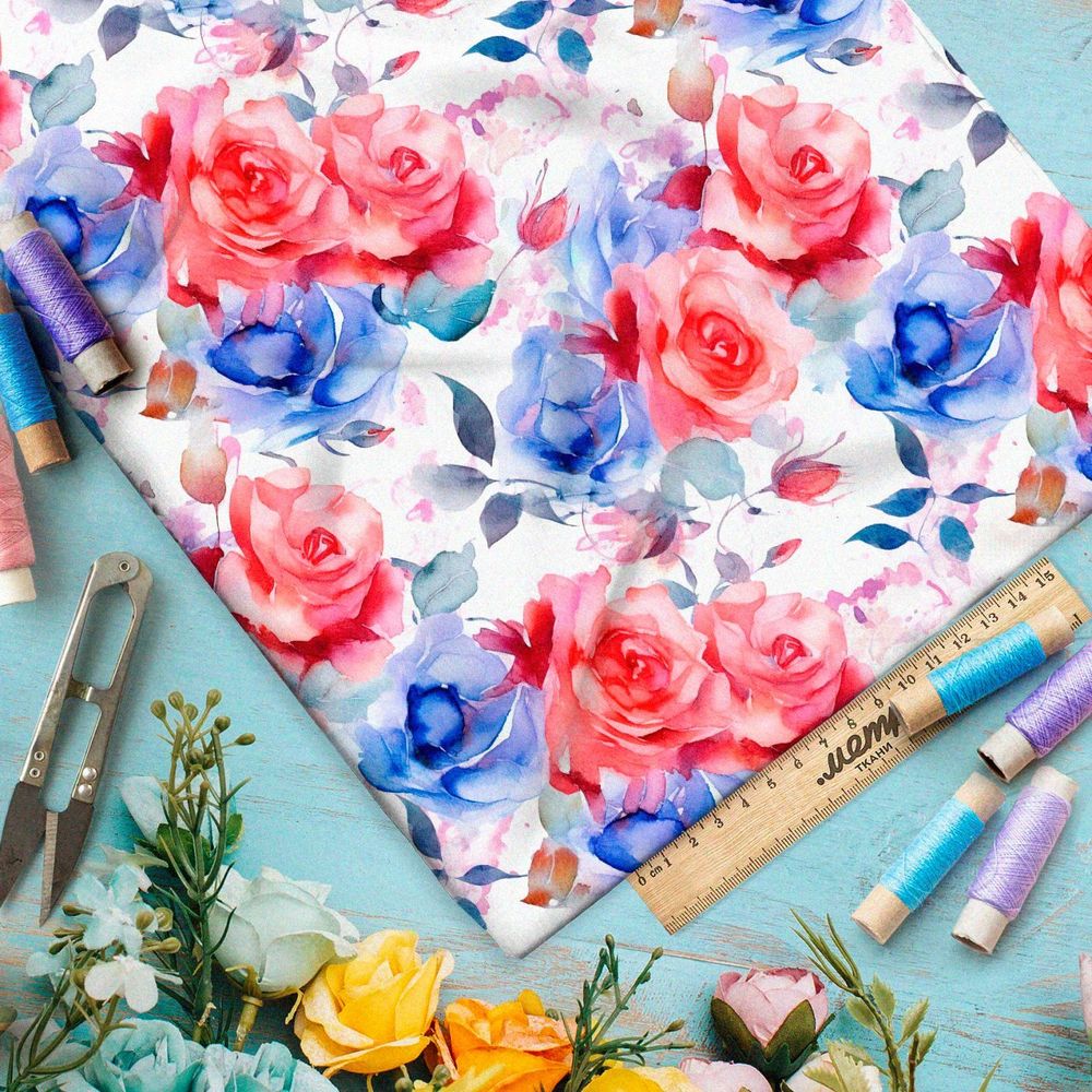 Ткань премиум габардин цветочные вихри