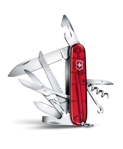 Нож перочинный VICTORINOX Huntsman, 91 мм, 15 функций, полупрозрачный красный