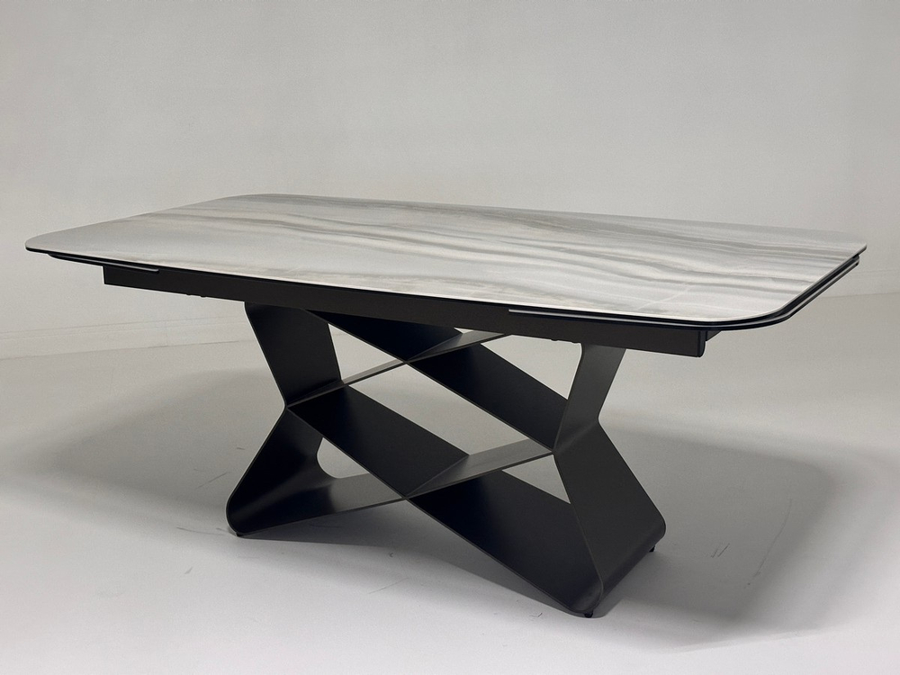 Стол ABSALON 180 ICE AGATE, керамика, стекло / Шоколадное золото каркас, ®DISAUR