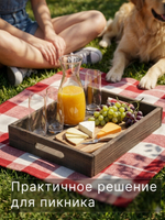 Поднос, 38х28х7, Флоутард, столик для завтрака в постель, для кухни, состаренный бурый