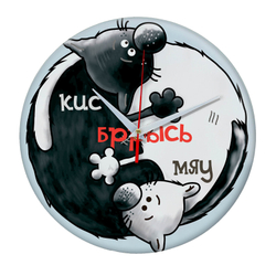 Настенные часы Идеал "Мяу Кис Брысь", 28 см, Декор для дома, подарок