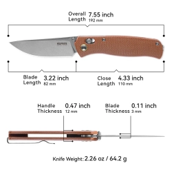 Нож складной SRM 255L-MN Medal Stonewash (10Cr15CoMoV, Micarta)