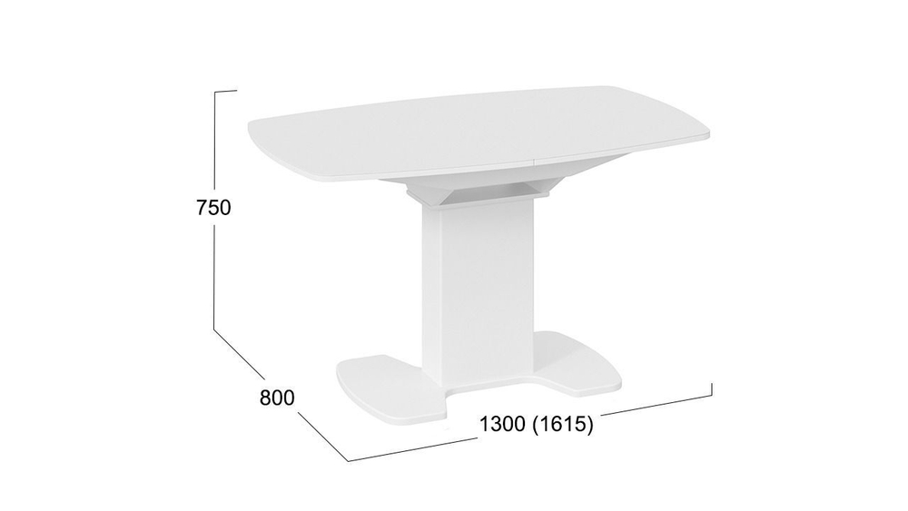 Стол кухонный обеденный раздвижной Белый Глянец/Стекло Белое, Портофино, 110х75х75 см