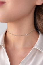 Колье-чокер "QUIET LUXURY" с шарами и алмазными гранями в серебре