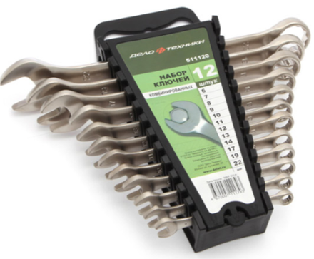 Набор ключей "Дело Техники" комбинированных 12шт. 6, 7, 8, 9, 10, 11, 12, 13, 14, 17, 19, 22 мм.