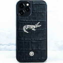 Премиум Чехол для iPhone из натуральной кожи CROC и ювелирного сплава - Euphoria HM Premium - крокодил