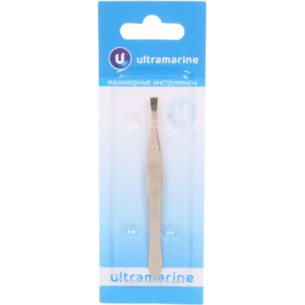 Пинцет для бровей из нержавеющей стали «Ultramarine - Bon Kapriz», прямые концы, цвет золото, 8,8см.