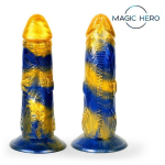 Желто-синий фантазийный вибратор с пультом ДУ 21,5см Bior Toys Magic Hero MH-13042
