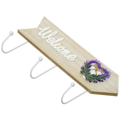 Вешалка настенная 3 крюч, 9.5х34 см, МДФ, металл, Добро пожаловать, Y4-5137