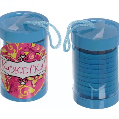 Резинки для волос детские в тубе 9шт «ЗАБАВА», цвет голубой, d-4см (наклейка Кокетка)