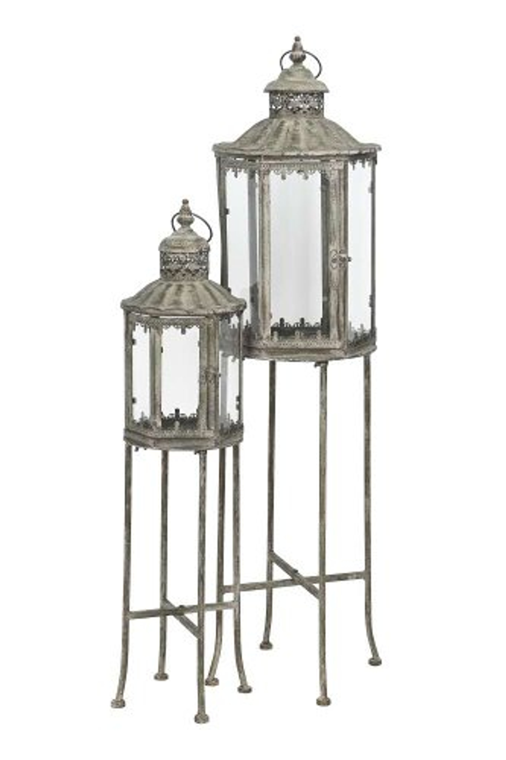 Набор из 2-х подсвечников "Антик грин" 18x18xH77см/ 26x26xH100см