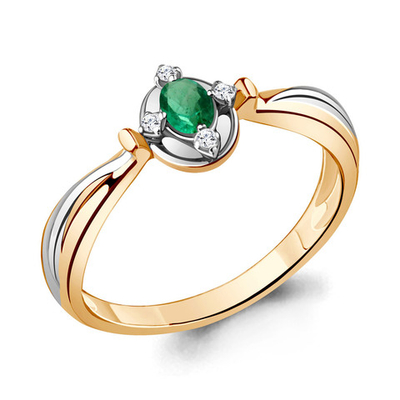 963862к Кольцо из Золота с бриллиантами, изумрудом