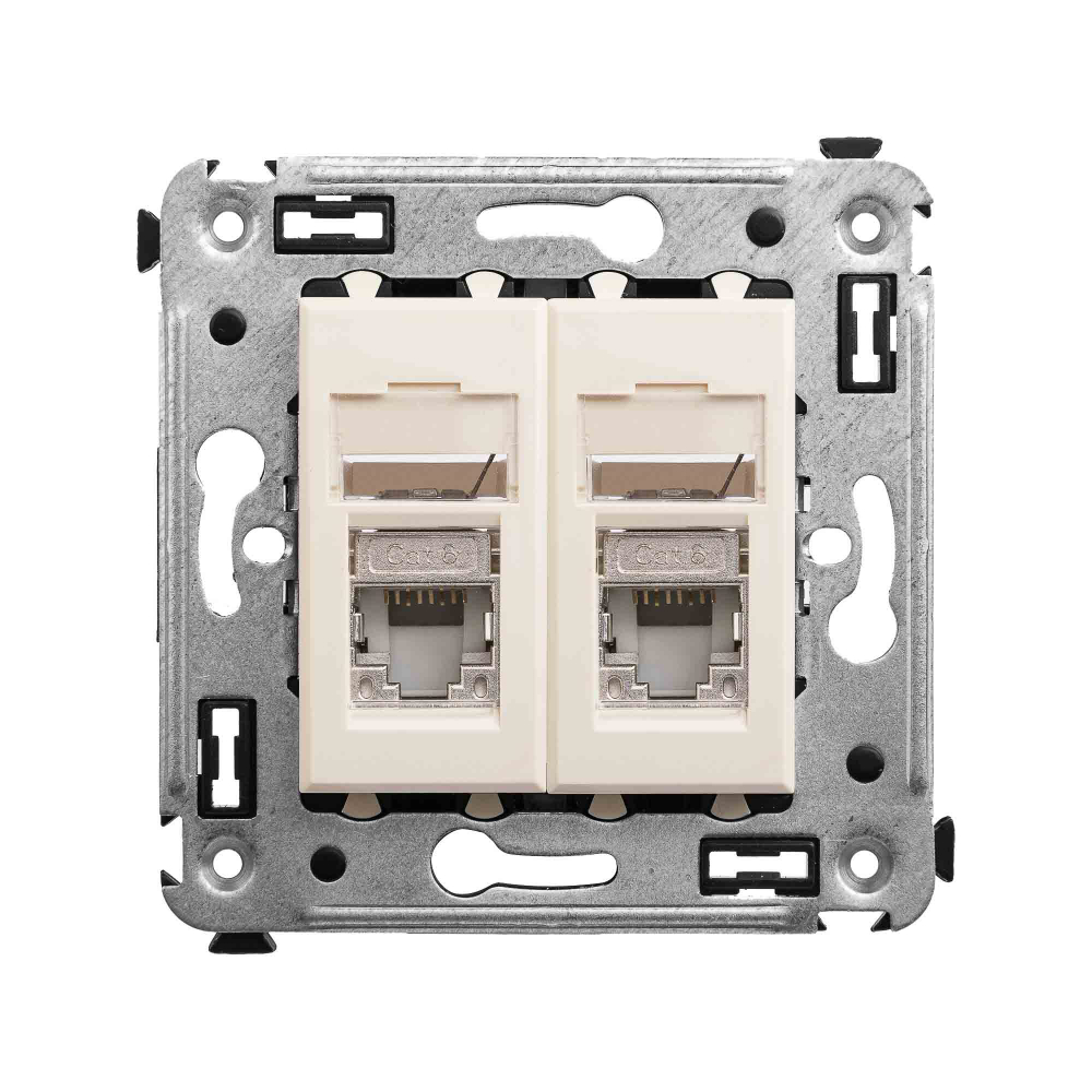 Компьютерная розетка RJ-45 в стену, кат.6 двойнаяэкранированная,"Avanti", "Ванильная дымка"