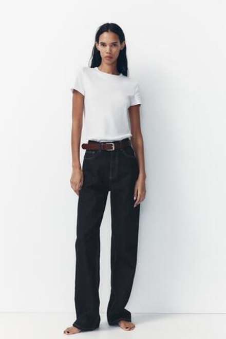 ZARA ДЖИНСЫ TRF WIDE LEG FULL LENGTH С ВЫСОКОЙ ПОСАДКОЙ, НАСЫЩЕННЫЙ СИНИЙ