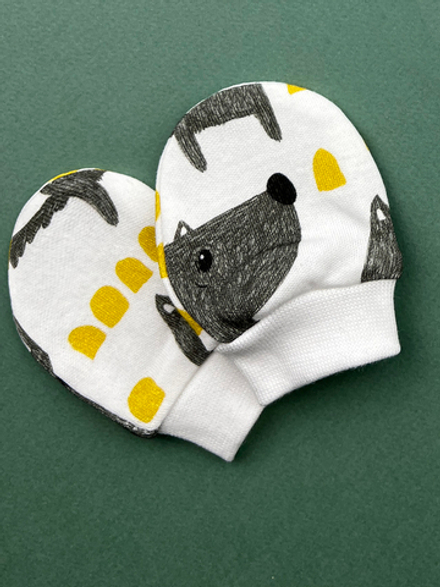 Антицарапки сет из 3х пар LooJoo Волки / Шалфей / Серый шелк