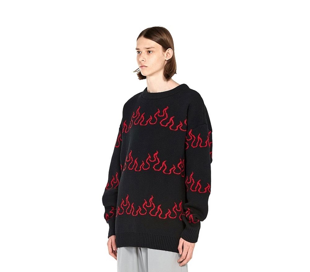 Свитер Волчок Flame черный