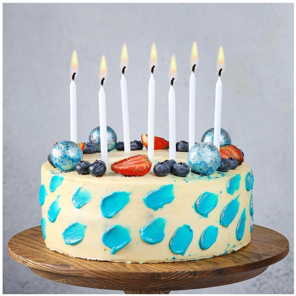 Свечи для торта классические в белом цвете 10 см, 12 шт