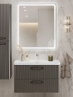 Тумба с раковиной BelBagno 80 DUE-800-2C-SO-GM-P+BB-8076-3-80 оружейная сталь