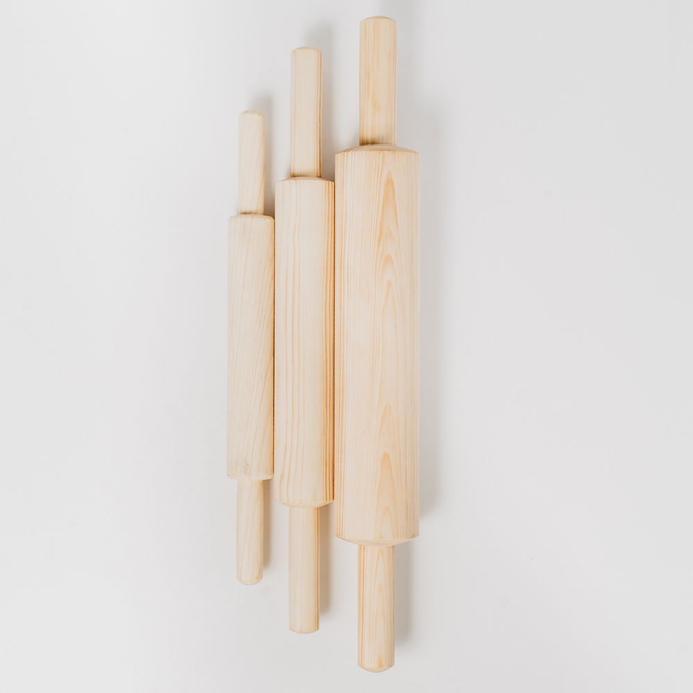 Набор деревянных скалок из древесины сибирского кедра 3шт. 35-50 см. RPN6