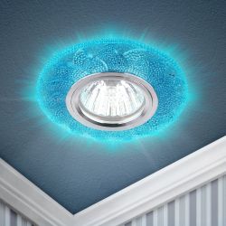 Светильник встраиваемый cо светодиодной подсветкой ЭРА DK LD6 BL/WH под лампу MR16 GU5.3 голубой | Встраиваемые LED светильники