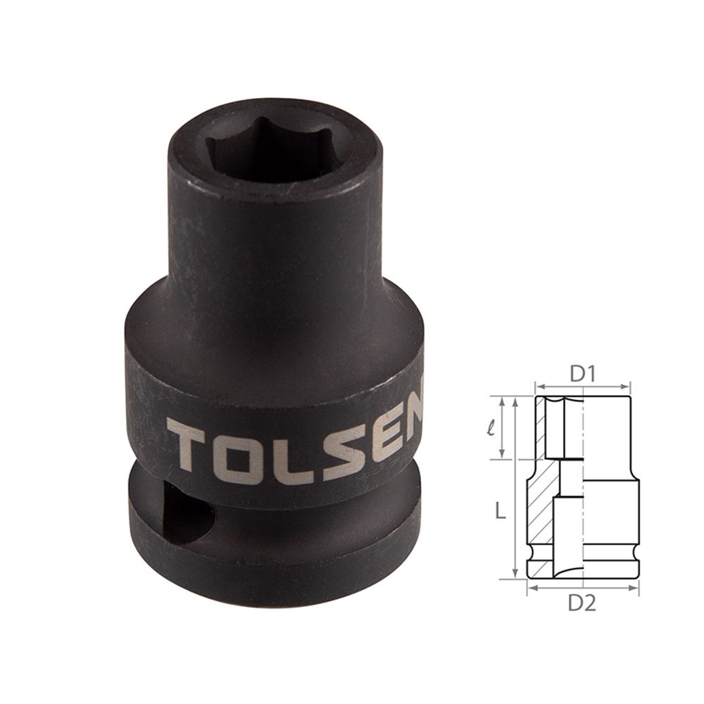 TOLSEN (TT18210) Головка торцевая ударная шестигранная 1/2", 10 мм