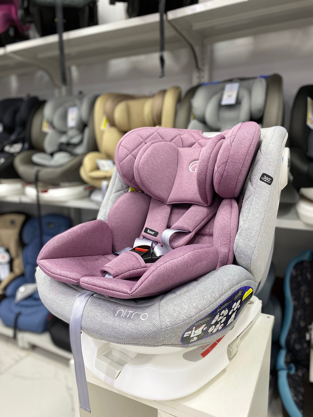 Автокресло RANT UB619 "NITRO" isofix Grey/Pink группа 0+-1-2-3  (0-36 кг)