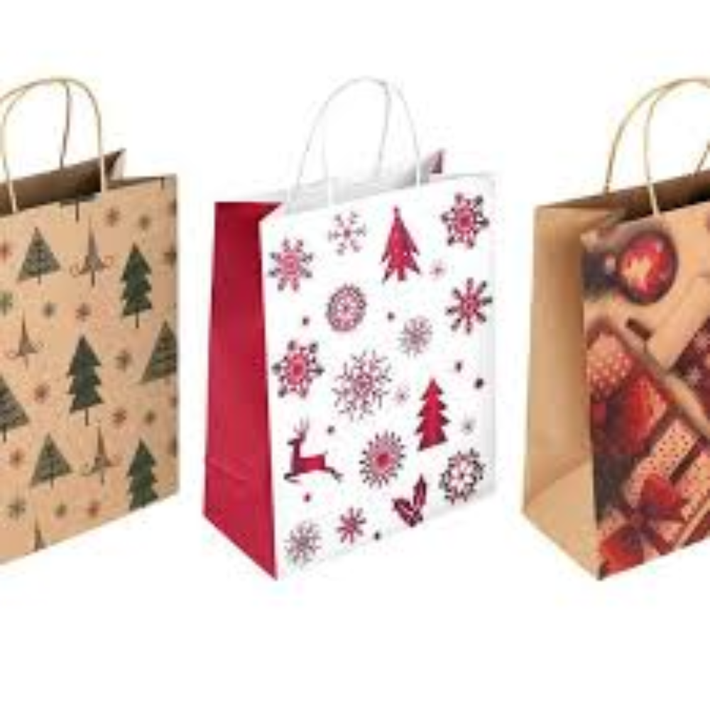Новогодний Крафт пакет 26х33х12 см