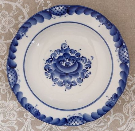 721187 Тарелка "Цветы", гжель