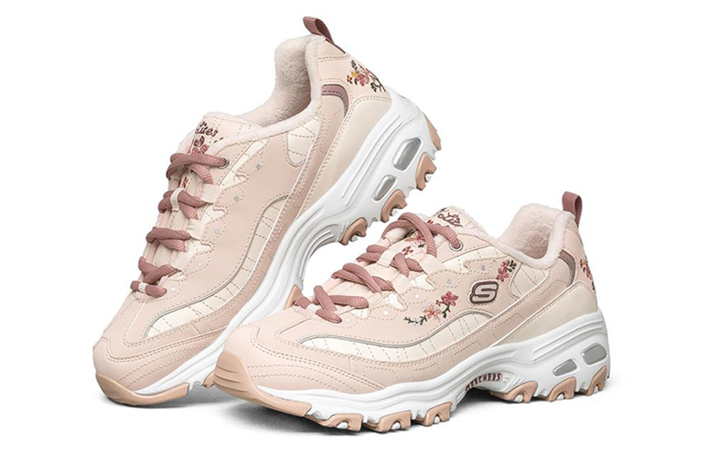 Skechers D"lites 1.0 Low Top Thick Bottom Running Shoes Pink/White Women"s