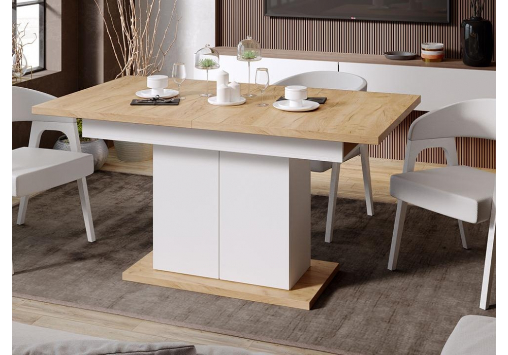 Стол деревянный Woodville Детройт Тип 1 белый, дуб крафт золотой