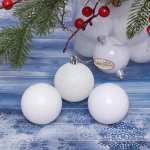 Новогодние шары 6 см (набор 24 шт) «Микс фактур», белый