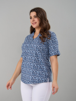 Блузка БЛ-122/голубойтуман-индигоцветы