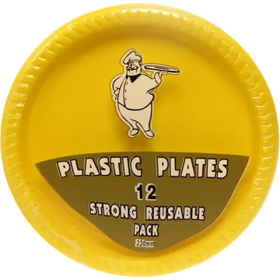 Тарелка пластиковая 23см в наборе 12шт желтая